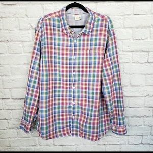 Carbon2Cobalt Rainbow Plaid Button Down Shirt XL